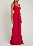 Rebecca Vallance Zarya Gathered Crepe Gown Red