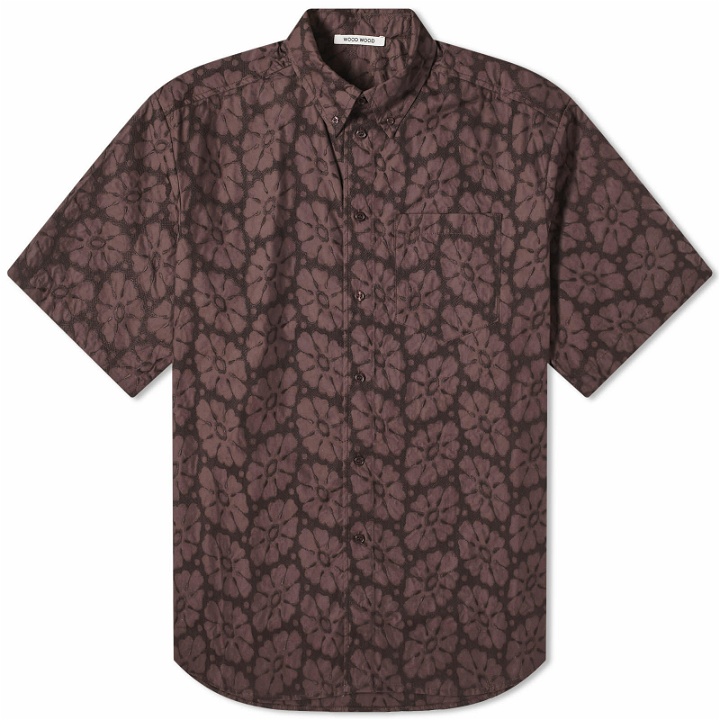 Photo: Wood Wood Men's Aaron Embroidered Pocket Shirt in Brown Chocolate