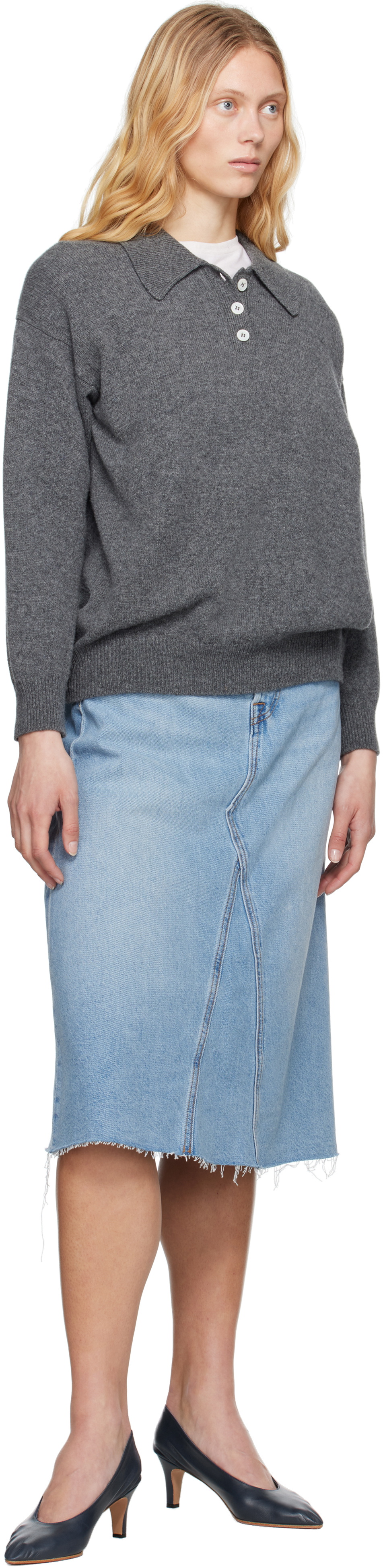 Levi's Blue High Rise A-Line Denim Midi Skirt