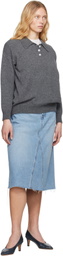 Levi's Blue High Rise A-Line Denim Midi Skirt