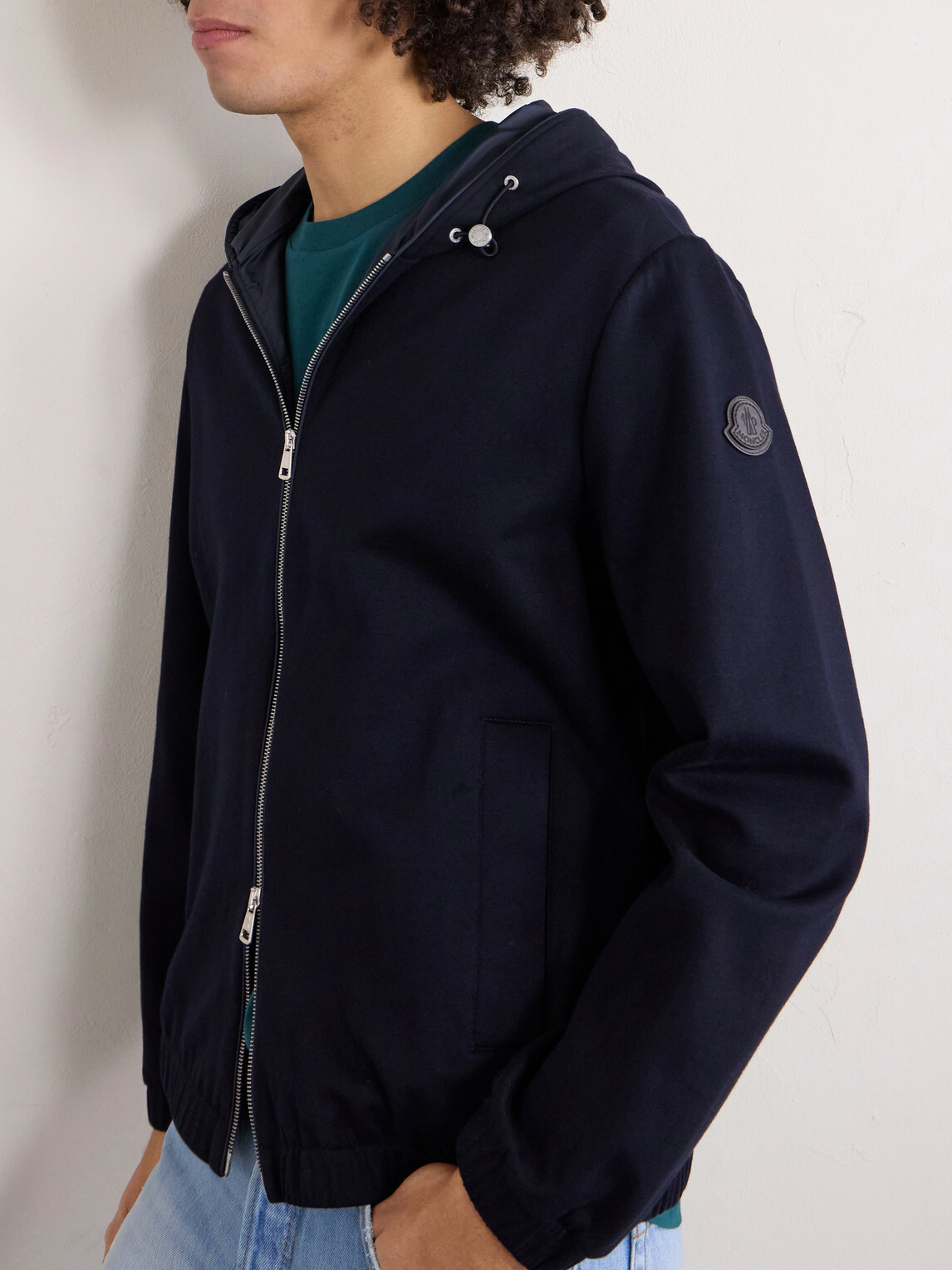 Moncler - Cotton-Blend Jersey Zip-Up Hoodie - Blue