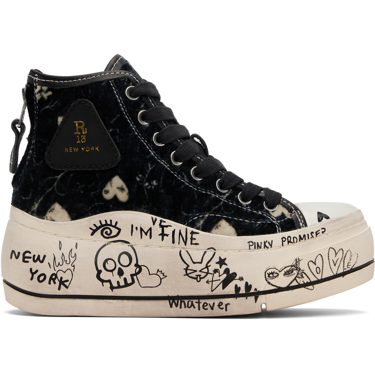 R13 Black Kurt High Top Sneakers