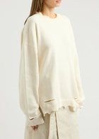Helmut Lang Distressed Cotton-blend Jumper Ivory