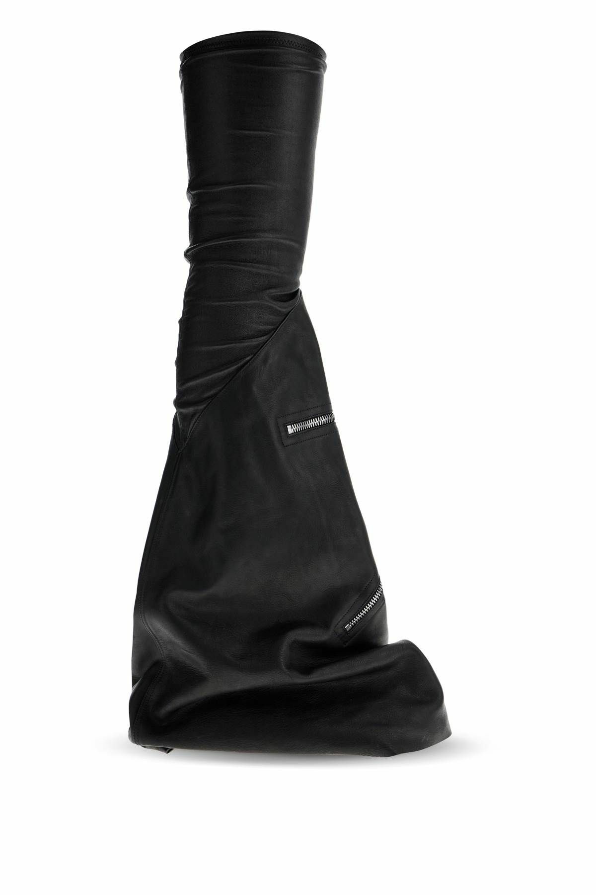 RICK OWENS cargo flares sneak leather boots Black