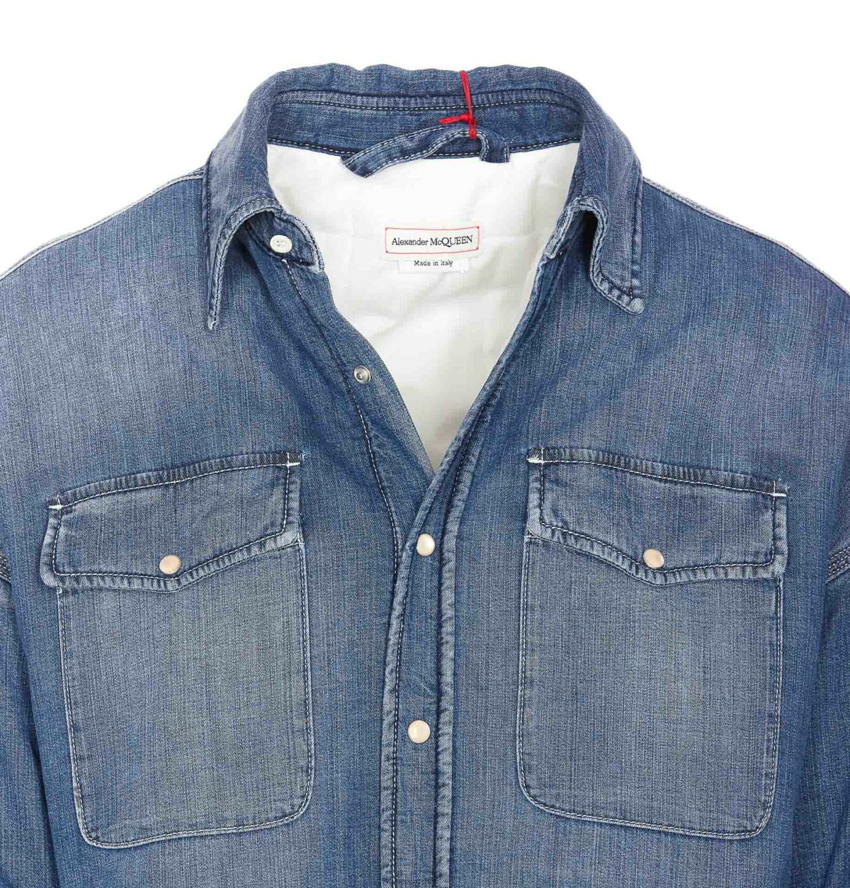 シャツ Alexander McQueen Quilted Denim Shirt Alexander Mcqueen Blue Quilted Denim Shirt for Men Online