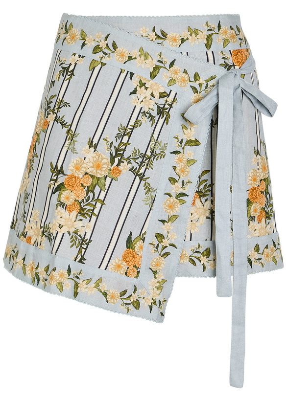 Photo: Agua BY Agua Bendita Luna Floral-print Linen Mini Wrap Skirt Multicoloured
