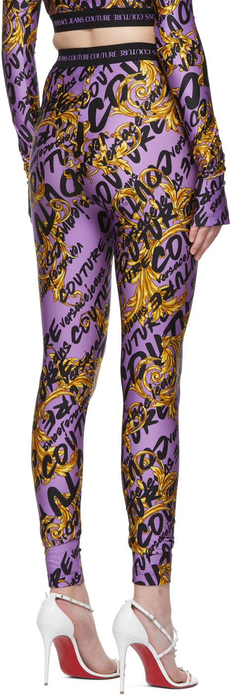 Versace Jeans Couture Purple Printed Leggings Versace