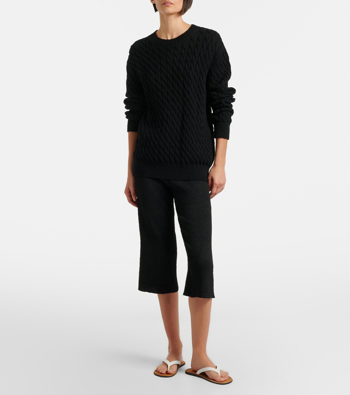 The Row Orus cable-knit cotton and linen sweater