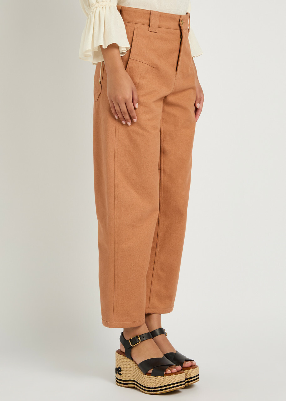 Chloe Barrel-leg Canvas Trousers Pink