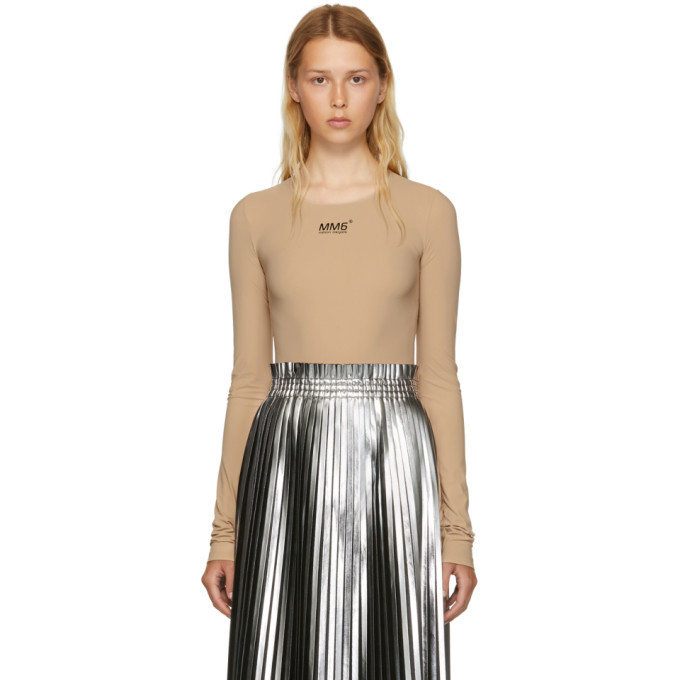 MM6 Maison Martin Margiela Silver and Black Laminated Plisse Skirt