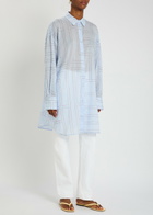Toteme Logo-monogrammed Cotton-blend Shirt Light Blue