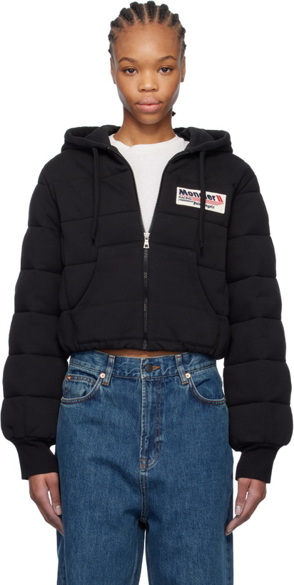 Photo: Moncler Genius Moncler x Palm Angels Black Zip Up Down Hoodie