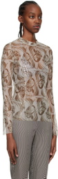 Anne Isabella Off-White & Green Recycled Polyethylene Blouse