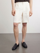 Rubinacci - Straight-Leg Pleated Cotton Shorts - White