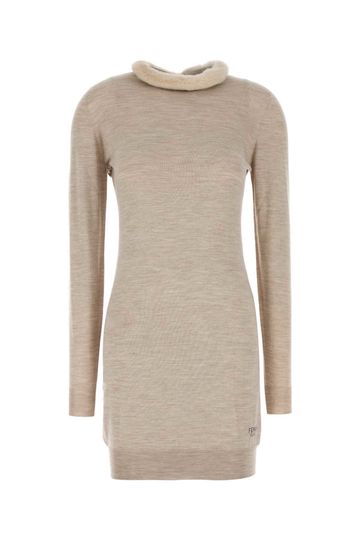 ワンピース FENDI Cappuccino Wool Blend Mini Dress Fendi Cappuccino Wool Blend Mini Dress Fendi
