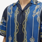 Versace Men's Nautical Print Silk Vacation Shirt in Blue/Gold