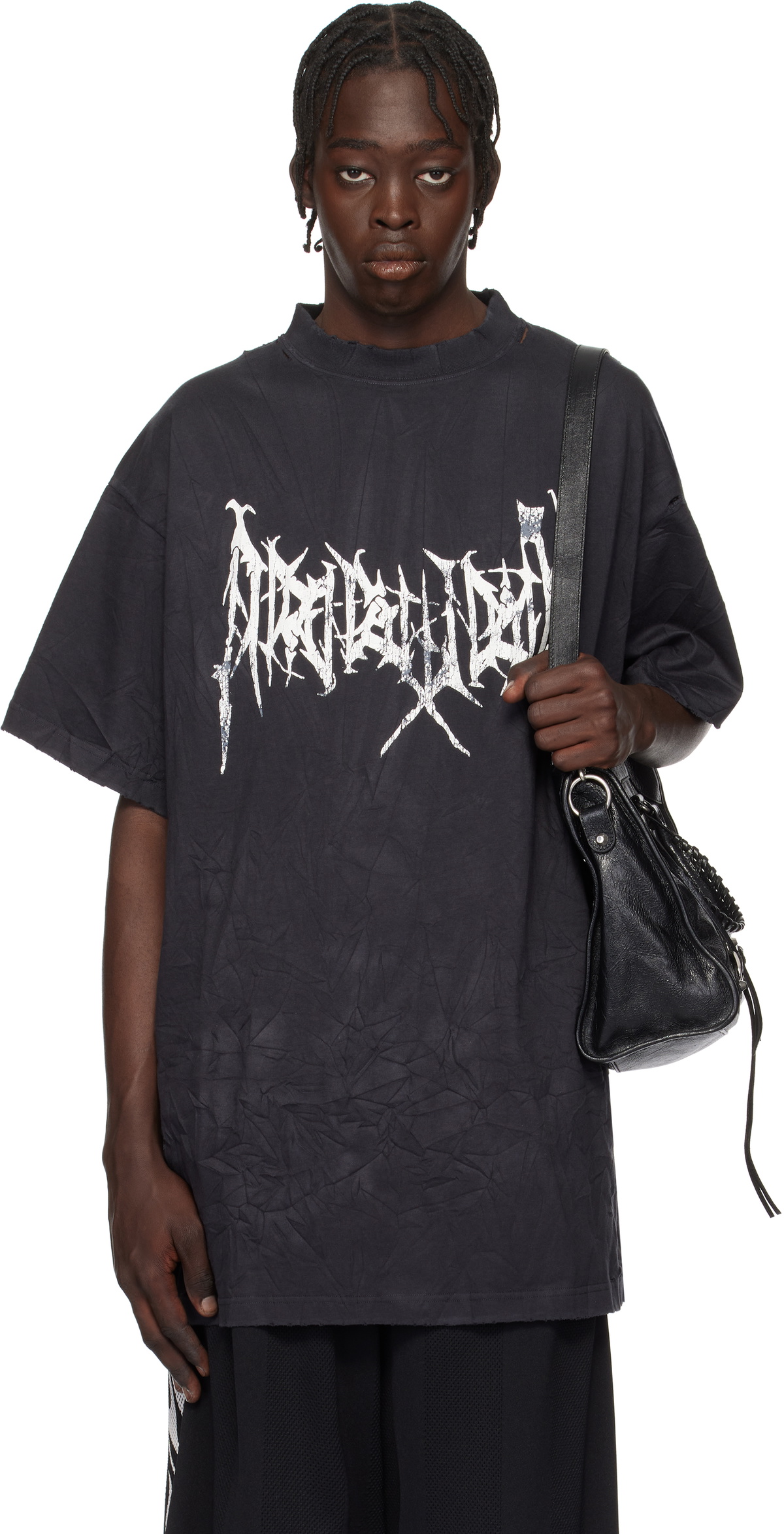 Balenciaga Black Metal Logo Oversized T-shirt Balenciaga