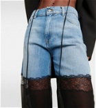 Nensi Dojaka Lace-trimmed mid-rise wide-leg jeans