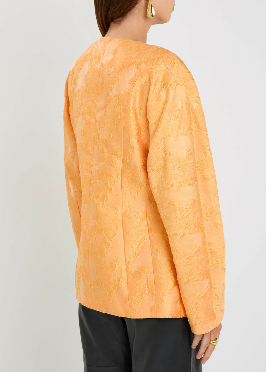 Sister Jane Sol Floral-jacquard Cloqué Blazer Yellow