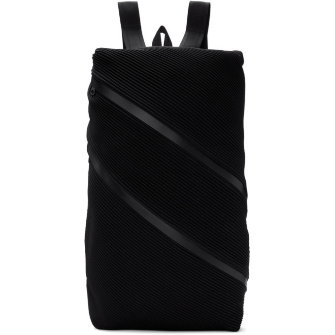 Photo: Pleats Please Issey Miyake Black Double Zip Bias Pleats Backpack