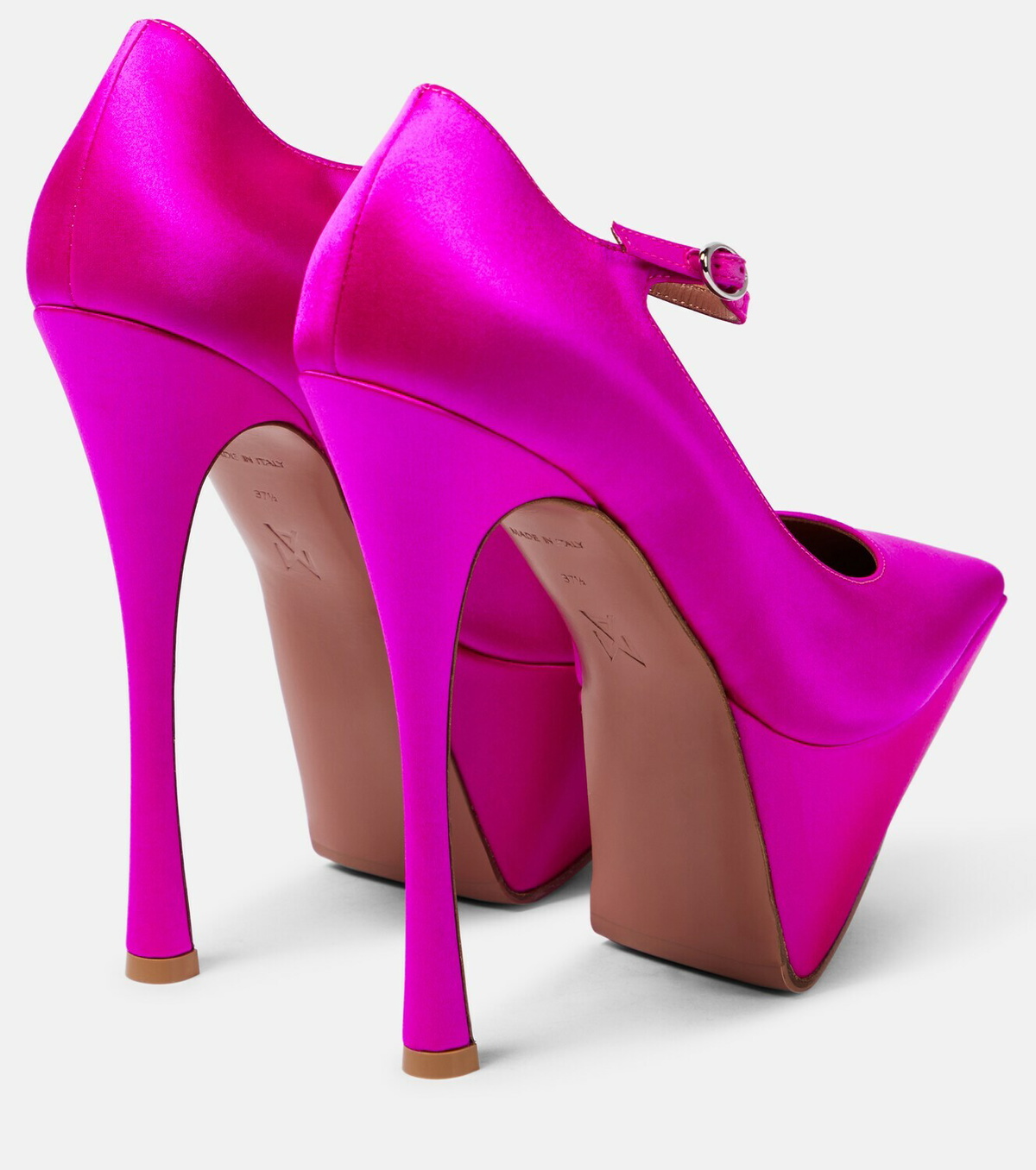 Amina Muaddi Yigit satin platform pumps Amina Muaddi