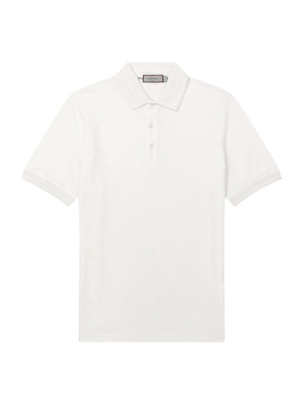 Photo: Canali - Cotton-Piqué Polo Shirt - White