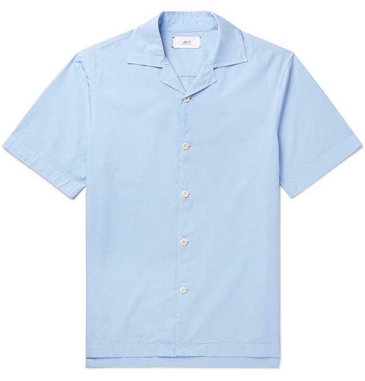 Photo: Mr P. - Camp-Collar Cotton-Poplin Shirt - Blue