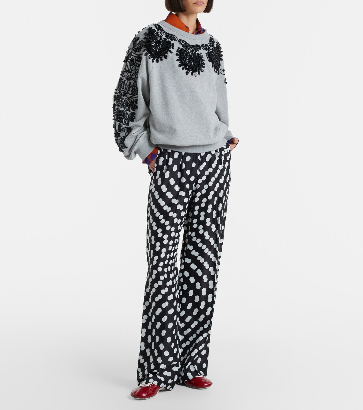 Dries Van Noten Embellished cotton jersey sweatshirt