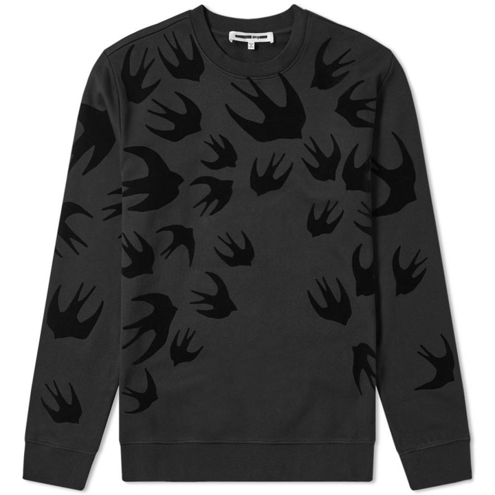 Photo: McQ by Alexander McQueen Large Swallow Flocked Crew Sweat Darkest Black