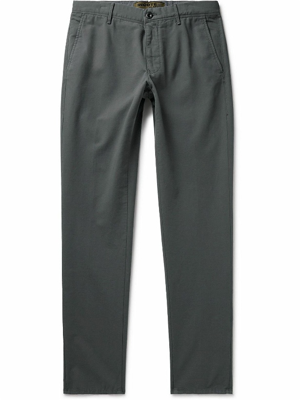 Photo: Incotex - Slim-Fit Stretch-Cotton Trousers - Gray