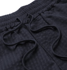 Barena - Navy Tapered Wool-Blend Seersucker Drawstring Trousers - Blue