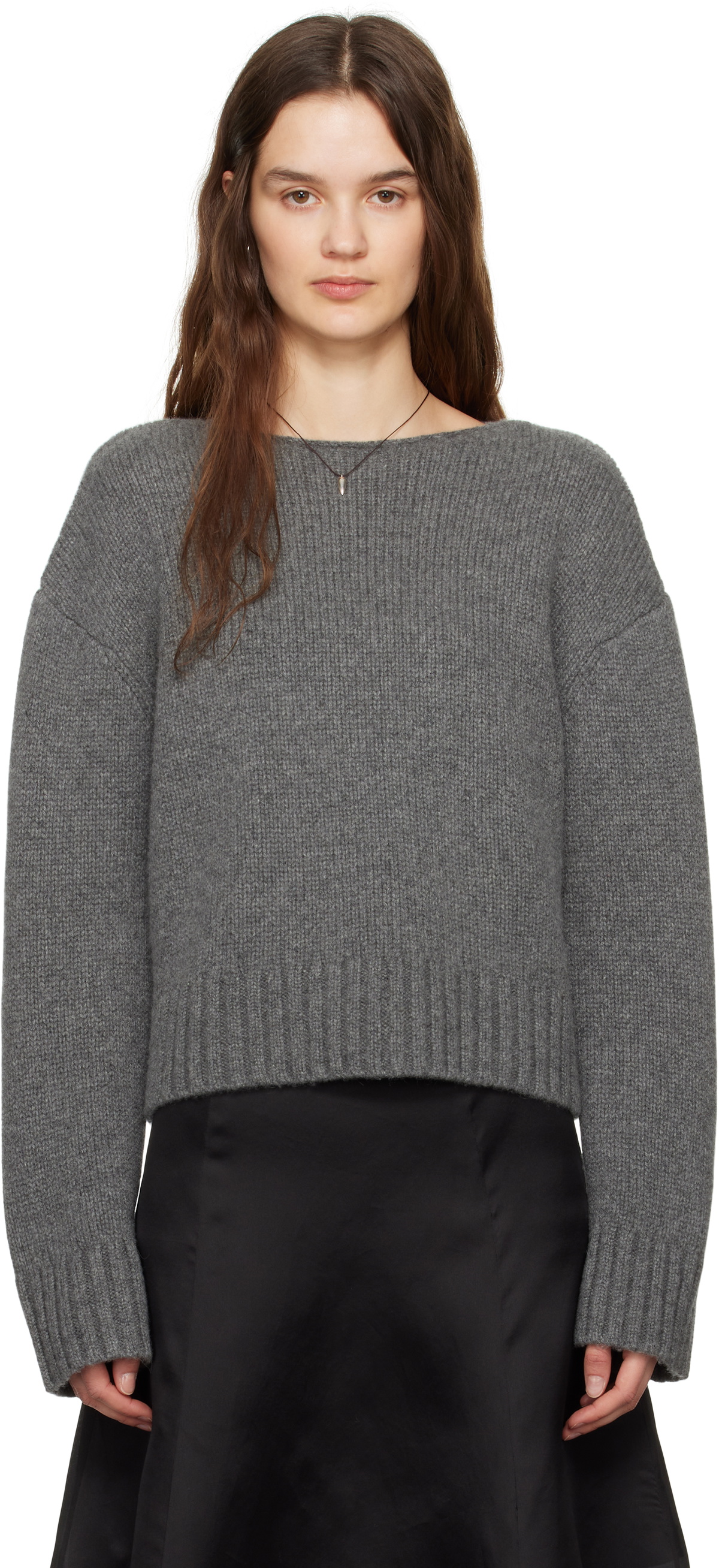 Ruohan Gray Cropped Sweater