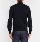 Moncler - Slim-Fit Cotton-Blend and Quilted Shell Down Zip-Up Sweater - Navy