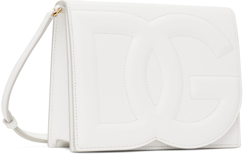 Dolce&Gabbana White Calfskin 'DG' Logo Crossbody Bag
