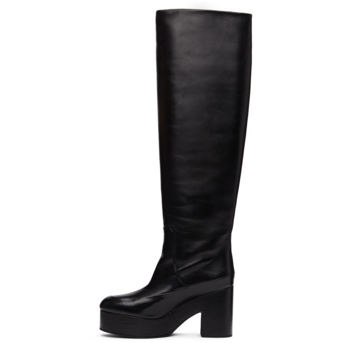 Leather platform ankle boots in black - Dries Van Noten