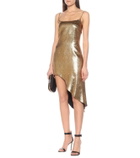 Halpern Asymmetric lamé minidress