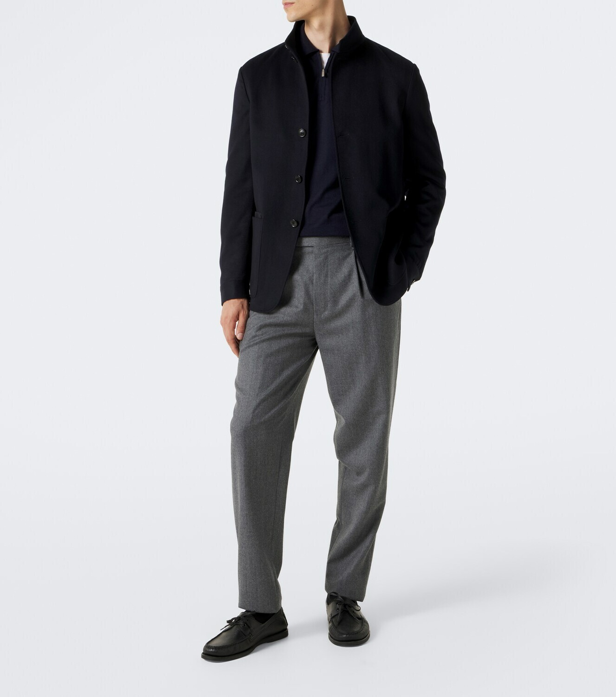 Lardini Wool, silk, and cashmere polo sweater