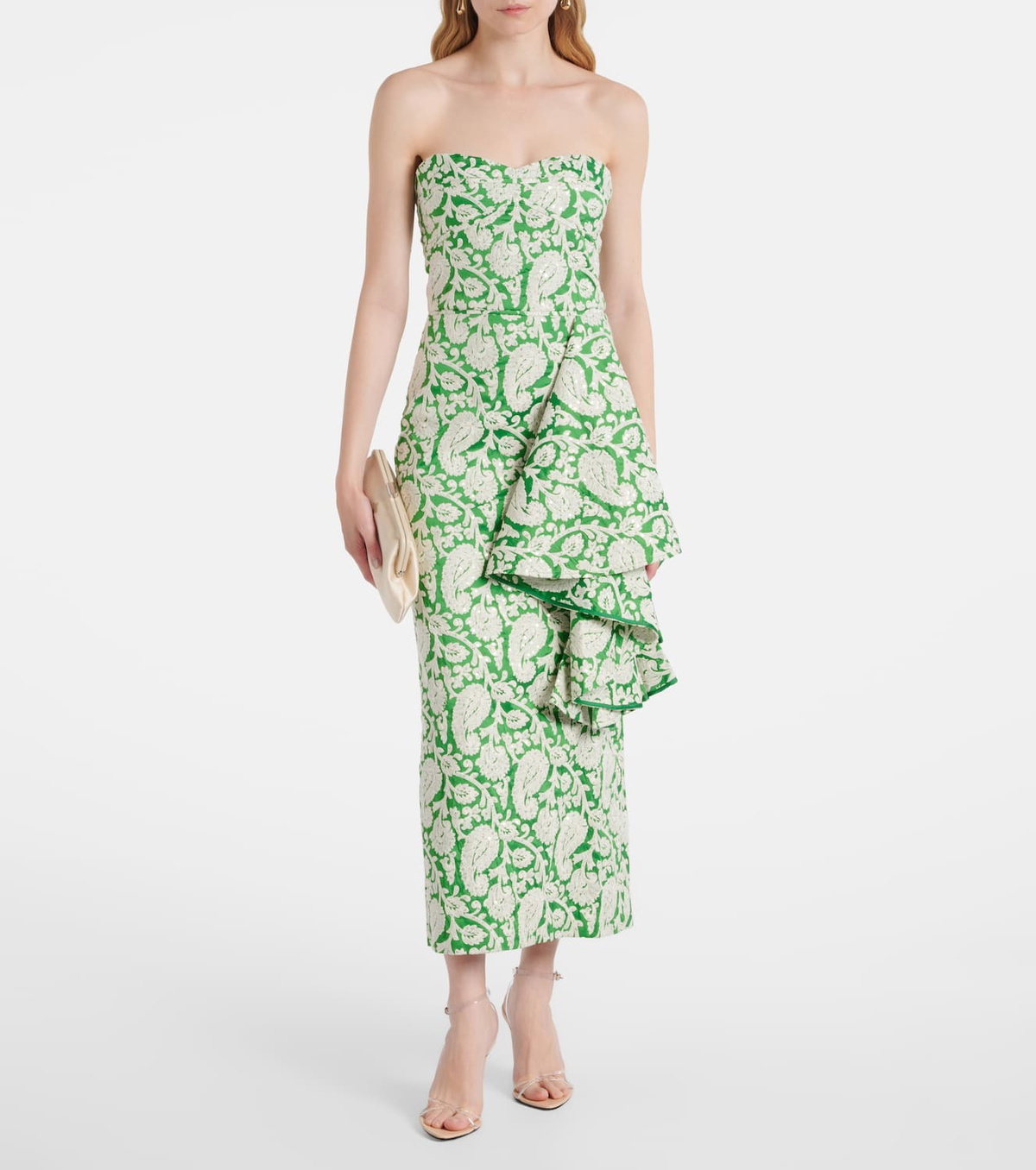 Johanna Ortiz Draped paisley midi dress