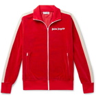 Palm Angels - Slim-Fit Logo-Print Webbing-Trimmed Cotton-Blend Velvet Track Jacket - Red