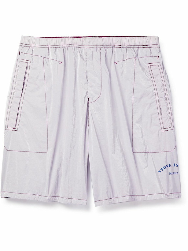 Photo: Stone Island - Marina Straight-Leg Mid-Length Logo-Print Swim Shorts - Purple