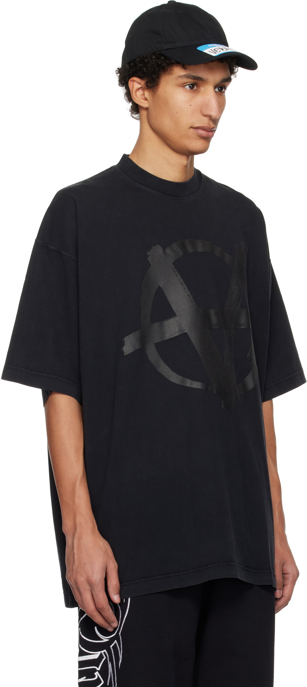 VETEMENTS Black Double Anarchy Oversized T-shirt Vetements