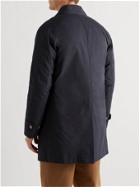 Valstar - Leather-Trimmed Cotton-Blend Twill Down Trench Coat - Blue
