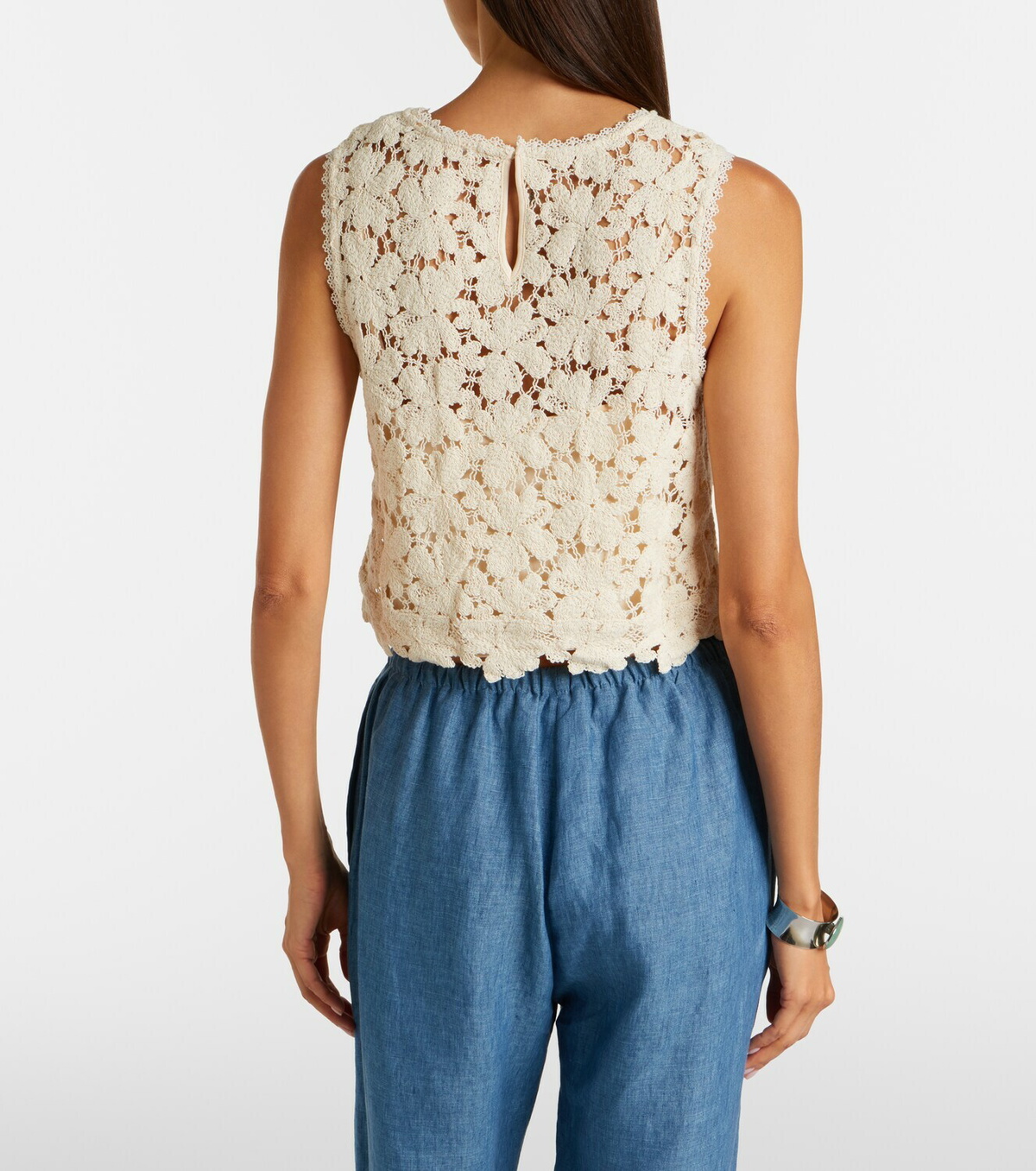 Velvet Simona cotton-blend guipure lace top