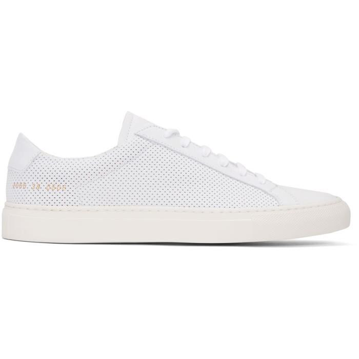 Photo: Common Projects White Perforated Suede Achilles Retro Low Sneakers