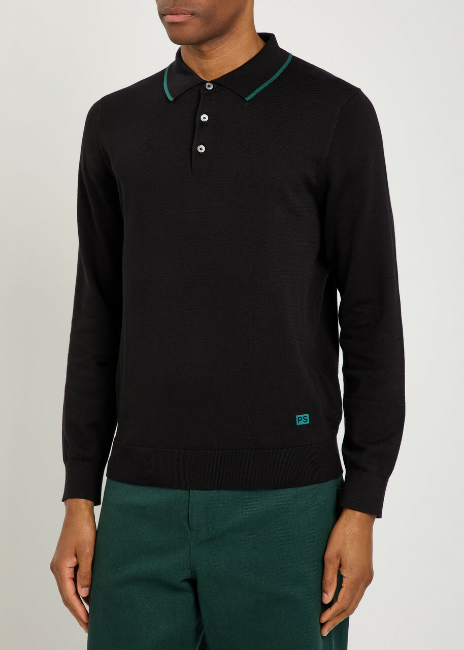 PS Paul Smith Logo-embroidered Cotton Polo Shirt Black