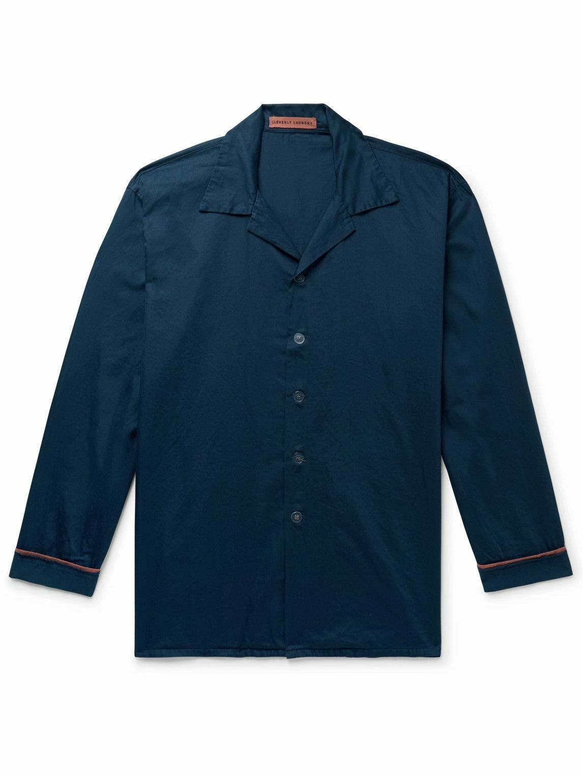 Photo: CLEVERLY LAUNDRY - Piped Garment-Dyed Washed-Cotton Pyjama Shirt - Blue