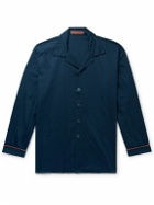 CLEVERLY LAUNDRY - Piped Garment-Dyed Washed-Cotton Pyjama Shirt - Blue