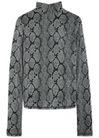 Coperni Python-print Metallic-jersey top Grey
