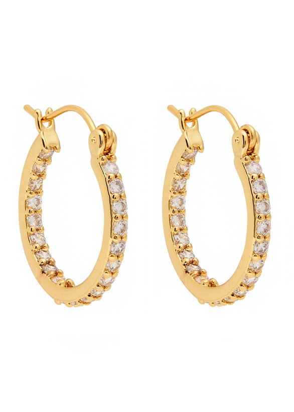 Photo: Crystal Haze Mini Serena 18kt Gold-plated Hoop Earrings - White - One Size