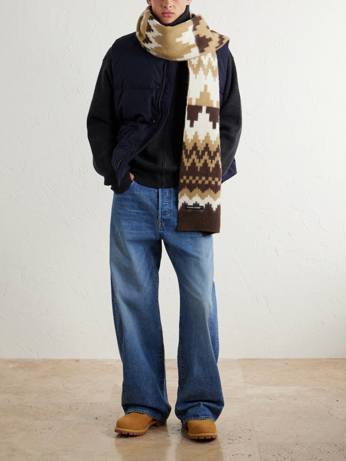 Canada Goose - Logo-Appliquéd Fair Isle Jacquard-Knit Wool and Alpaca-Blend Scarf - Brown